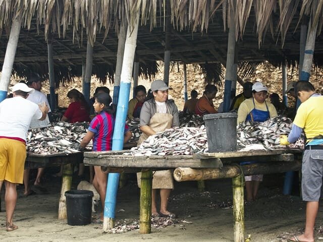 Another picture of locals working in the chop shacks